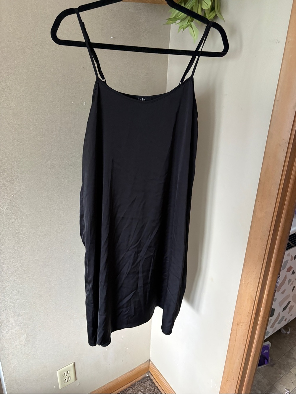 Dressed in LALA Black Mini Slip Dress with Thin Straps